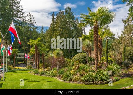 L'exposition florale de la saison printanière aux Butchart Gardens, Victoria, Île de Vancouver, Colombie-Britannique, Canada. Banque D'Images