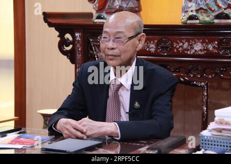 (190913) -- BANGKOK, 13 septembre 2019 -- Jitti Tangsithpakdi, président de la Chambre de commerce thaïlandaise-chinoise, est interviewé par Xinhua à Bangkok, Thaïlande, le 27 août 2019. Les manifestations violentes dans la région administrative spéciale de Hong Kong devraient cesser immédiatement, a déclaré Jitti Tangsithpakdi. POUR ALLER AVEC Interview : la violence à Hong Kong devrait cesser immédiatement : chef d'entreprise thaïlandais ) THAÏLANDE-BANGKOK-CHEF D'ENTREPRISE-INTERVIEW-HONG KONG YangxZhou PUBLICATIONxNOTxINxCHN Banque D'Images