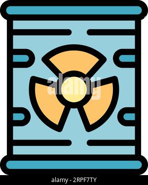 Vecteur de contour de l'icône de baril de la station biologique. Énergie futuriste. Couleur chimique du carburant plat Illustration de Vecteur