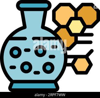 Vecteur de contour d'icône de flacon chimique. Énergie écologique. Cycle biogaz couleur plat Illustration de Vecteur