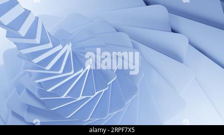Design minimaliste, motif de formes géométriques. Fond abstrait pour les présentations, formes cubiques de couleur bleue dans une spirale. Rendu 3D. Banque D'Images