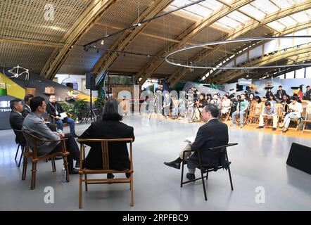 190919 -- BEIJING, le 19 septembre 2019 -- des personnes assistent au forum sur le thème Un matériau prometteur à l'exposition horticole internationale de Beijing, le 19 septembre 2019. Le forum est organisé par l'Organisation internationale du bambou et du rotin INBAR ici pour promouvoir l'utilisation du bambou et du rotin pour le développement durable. CHINA-BEIJING-HORTICULTURE EXPO-INBAR-FORUM CN RENXCHAO PUBLICATIONXNOTXINXCHN Banque D'Images