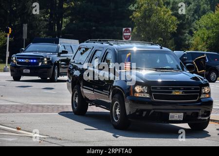 Greenville, États-Unis. 04 septembre 2023. Le président AMÉRICAIN Joe Biden arrive chez lui à Greenville, une banlieue chic de Wilmington. (Photo de Kyle Mazza/SOPA Images/Sipa USA) crédit : SIPA USA/Alamy Live News Banque D'Images