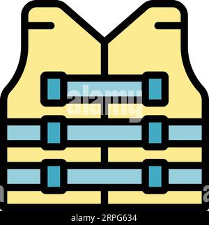 Vecteur de contour d'icône de gilet de garde-côte. Sauvetage en mer. Air ship couleur plat Illustration de Vecteur