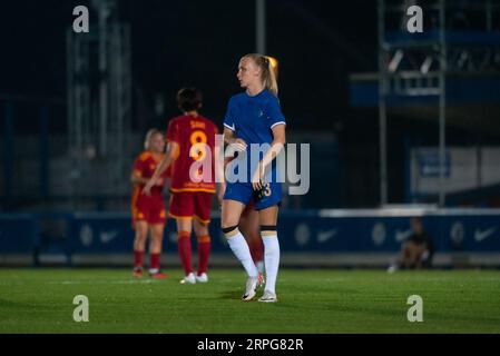 Kingsmeadow Stadium, Londres, Royaume-Uni, 3 septembre 2023. Aggie Beever-Jones apparaît pour la première fois pour Chelsea après un prêt de saison à Everton. Crédit : Frankie Dean / Alamy Live News Banque D'Images