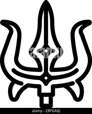 illustration vectorielle d'icône de ligne trishul durga trident Illustration de Vecteur