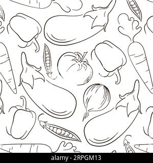 Soulignez le motif sans couture végétal. Fond vectoriel dessiné à la main. Modèle de vecteur alimentaire sain. Idéal pour menu, affiche, impression, papier peint. Illustration de Vecteur