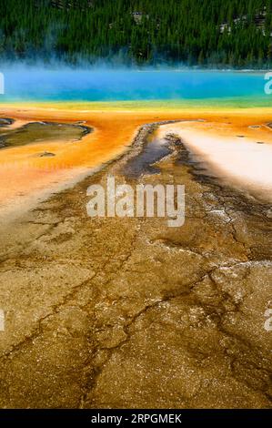 Les couleurs vives de Grand Prismatic Spring dans le parc national de Yellowstone, États-Unis Banque D'Images