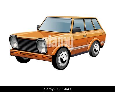 Véhicule orange. Voiture dans illustration vectorielle dans le style de dessin animé Illustration de Vecteur
