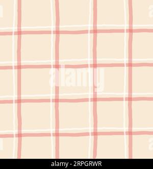 Motif transparent vecteur Vichy Plaid. Fond rouge et blanc de vérificateur de couleur de bébé. rayures pastel sur toute la surface. Design Cottagecore Garden. Homeste Illustration de Vecteur