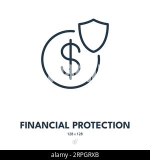 Icône protection financière. Sécurité, assurance, Banque. Contour modifiable. Icône vecteur simple Illustration de Vecteur