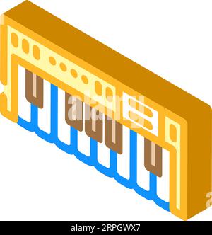 illustration vectorielle d'icône isométrique de musique rétro de touches de piano Illustration de Vecteur