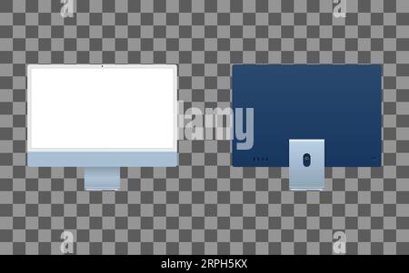 Computer screen display 24 inch blue mockup background Illustration de Vecteur