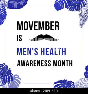 Mois de sensibilisation à la santé des hommes de Movember en novembre. Affiche d'annonce sur les médias sociaux. Illustration de Vecteur