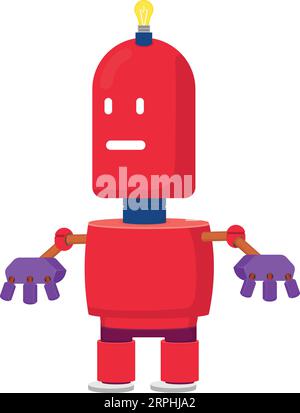 Robot drôle. Machine en métal rouge. Jouet pour enfant Illustration de Vecteur