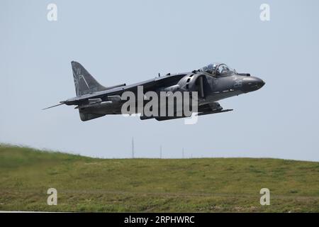 Cleveland, États-Unis. 04 septembre 2023. Un avion Harrier des Marines des États-Unis se produit au Cleveland National Air Show à Cleveland, Ohio, le lundi 4 septembre 2023. Photo de Aaron Josefczyk/UPI crédit : UPI/Alamy Live News Banque D'Images