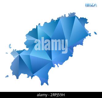 Carte Ibiza polygonale vectorielle. Îlot géométrique vibrant dans un style poly bas. Illustration moderne pour vos infographies. Illustration de Vecteur