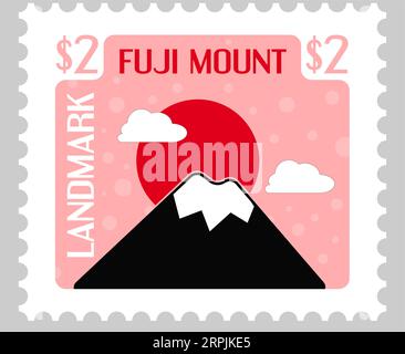 Monument Fuji au Japon, carte postale ou marque Illustration de Vecteur