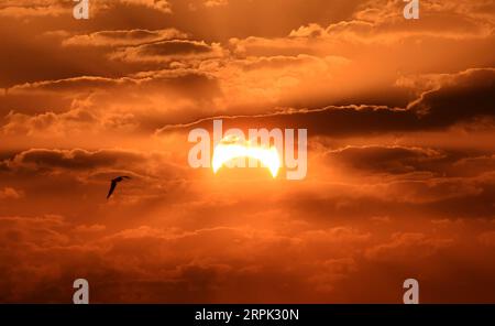 191227 -- PÉKIN, 27 décembre 2019 -- une photo prise dans le gouvernorat d'Ahmadi, au Koweït, montre une éclipse solaire partielle le 26 décembre 2019. Photo Asad/Xinhua XINHUA PHOTOS DU JOUR NiexYunpeng PUBLICATIONxNOTxINxCHN Banque D'Images