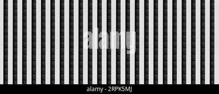 fond rayé de clôture de bardage en métal blanc et noir Banque D'Images