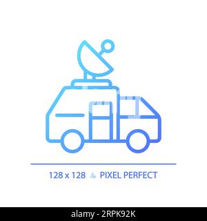 Icône du van satellite d'actualités à gradient linéaire fin 2D. Illustration de Vecteur