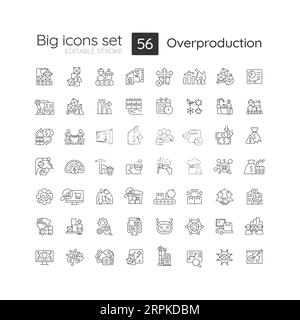 Icônes de grande ligne personnalisables définies pour la surproduction Illustration de Vecteur