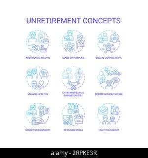 Icônes de dégradé 2D représentant les concepts de non retrait Illustration de Vecteur