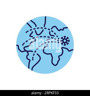 Icône de vecteur lié à la pandémie. La propagation du virus dans le monde entier. Signe de pandémie. Isolé sur fond blanc. Illustration vectorielle modifiable Illustration de Vecteur