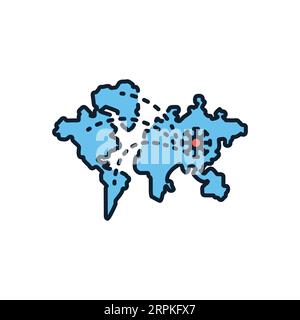 Icône de vecteur lié à la pandémie. La propagation du virus dans le monde entier. Signe de pandémie. Isolé sur fond blanc. Illustration vectorielle modifiable Illustration de Vecteur