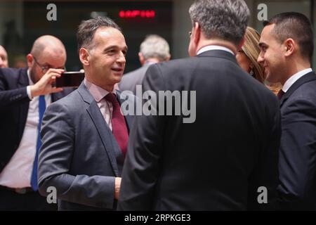 200110 -- BRUXELLES, le 10 janvier 2020 -- le ministre allemand des Affaires étrangères Heiko Maas 2nd L assiste à la réunion du Conseil des Affaires étrangères de l'UE au siège de l'UE à Bruxelles, Belgique, le 10 janvier 2020. BELGIQUE-BRUXELLES-UE-CONSEIL AFFAIRES ÉTRANGÈRES-RÉUNION ZHENGXHUANSONG PUBLICATIONXNOTXINXCHN Banque D'Images