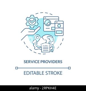 Concept d'icône bleue 2D personnalisable pour les fournisseurs de services Illustration de Vecteur