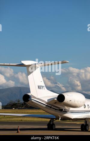 Gulfstream G550 à l'aéroport de Biarritz, France Banque D'Images