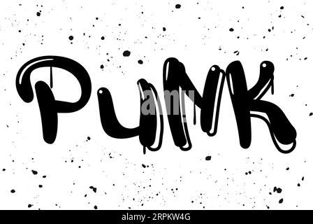 Lettrage grunge grunge du mot punk graffiti. Illustration de texte de doodle de pulvérisation d'encre isolé sur blanc Illustration de Vecteur