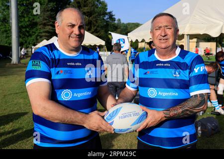 Sarlat, France. 4 septembre 2023. Coupe du monde de rugby parlementaire 2023 en France. Royaume-Uni - Argentine match. Le thé parlementaire argentin Banque D'Images