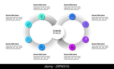 Modèle infographique avec icônes et 8 options ou étapes. Boucle. Peut être utilisé pour la mise en page de flux de travail, diagramme, bannière, webdesign. Illustration vectorielle Illustration de Vecteur