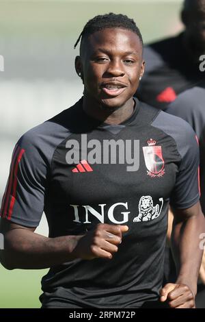 Tubize, Belgique. 05 septembre 2023. Le Belge Johan Bakayoko photographié lors d'une séance d'entraînement de l'équipe nationale belge de football Red Devils, mardi 05 septembre 2023, au siège de la RBFA à Tubize. Les Devils affronteront l'Azerbaïdjan et l'Estonie plus tard ce mois-ci. BELGA PHOTO BRUNO FAHY crédit : Belga News Agency/Alamy Live News Banque D'Images