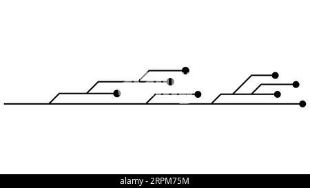 Circuits imprimés isolés sur fond blanc. Clipart technique avec des lignes et des points aux extrémités. Séparateurs pour la conception. Vecteur. Illustration de Vecteur