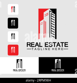 Creative Real Estate logo Design Building, Home, Architect, House, Construction, propriété Real Estate modèle d'identité de marque avec l'icône immobilière de Illustration de Vecteur