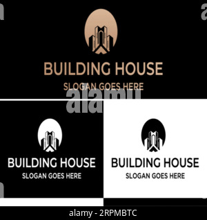 Design de logo immobilier de luxe Bâtiment, Maison, architecte, Maison, Construction, modèle d'identité de marque immobilier de propriété avec l'icône immobilière Desi Illustration de Vecteur