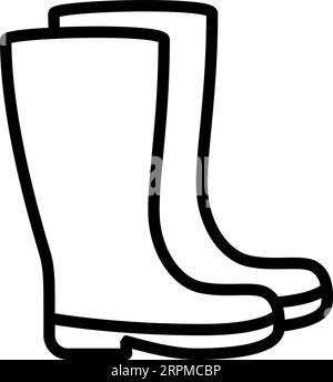 Icône de bottes en caoutchouc de sécurité de ligne comme un contour modifiable pour la conception Web Illustration de Vecteur