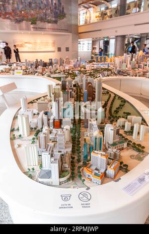 Tableau de modèle de sable 3D de l'infrastructure de planification urbaine de la ville de Singapour en détails. Banque D'Images