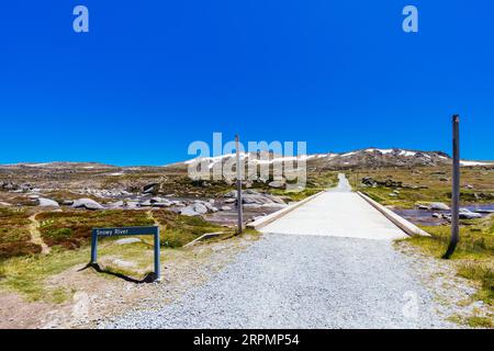 La rivière Snowy près de Seamans Hut pendant une journée d'été dans le parc national de Kosciuszko, dans les Snowy Mountains, en Nouvelle-Galles du Sud, en Australie Banque D'Images