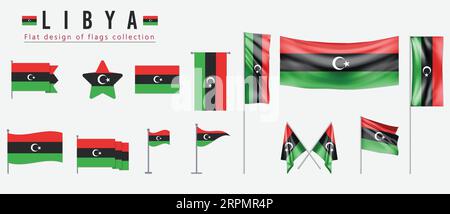 Drapeau libyen, design plat de la collection de drapeaux Illustration de Vecteur