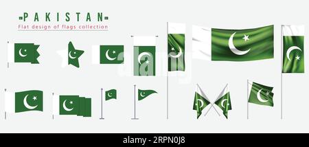 Drapeau du Pakistan, conception plate de la collection de drapeaux Illustration de Vecteur