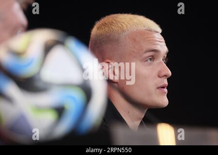 Tubize, Belgique. 05 septembre 2023. Hugo Siquet photographié lors d'une conférence de presse de l'équipe nationale belge de football Red Devils, mardi 05 septembre 2023, au siège de la RBFA à Tubize. Les Devils affronteront l'Azerbaïdjan et l'Estonie plus tard ce mois-ci. BELGA PHOTO BRUNO FAHY crédit : Belga News Agency/Alamy Live News Banque D'Images