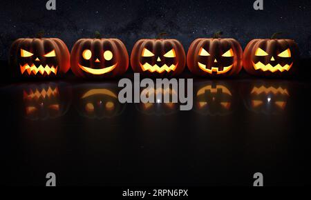 Halloween Pumpkins. rendu 3d. Éléments de cette image fournis par la NASA Banque D'Images