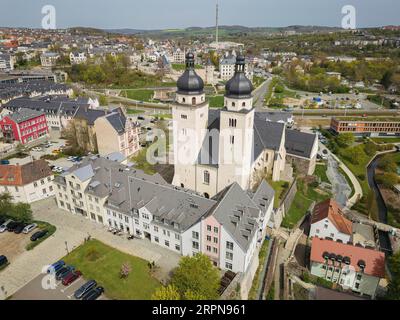 St. L'église de Jean à Plauen est la principale église protestante de la ville. Le document de consécration de l'église prédécesseur en 1122 est aussi le premier Banque D'Images