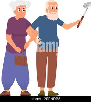 Heureux couple senior faisant selfie. Photo de personnes âgées Illustration de Vecteur