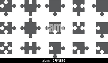 Jeu de pièces de puzzle. Collection de formes variées de scie sauteuse Illustration de Vecteur