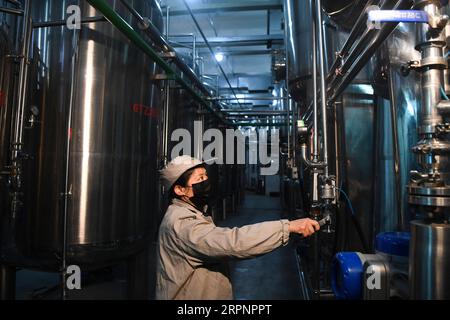 200303 -- CHONGQING, le 3 mars 2020 -- Un travailleur travaille à l'atelier d'extraction de médicaments chinois de Chongqing sino Bio-Pharmaceutical Co., Ltd. Dans la zone Hi-tech de Chongqing, dans le sud-ouest de la Chine, le 3 mars 2020. La zone Hi-tech de Chongqing a déployé des politiques pour aider les entreprises à reprendre leur production pendant la lutte contre le nouveau coronavirus. Un total de 1 598 entreprises impliquant 102 894 travailleurs dans la zone ont repris la production et l'exploitation à midi de mardi. CHINE-CHONGQING-HI-TECH ZONE-NOUVEAU CORONAVIRUS-REPRISE DE LA PRODUCTION CN WANGXQUANCHAO PUBLICATIONXNOTXINXCHN Banque D'Images